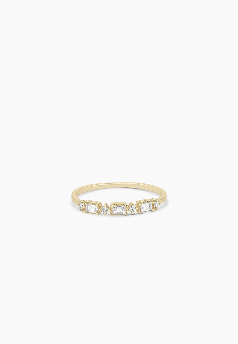 Baguette White Topaz and Diamond Ring